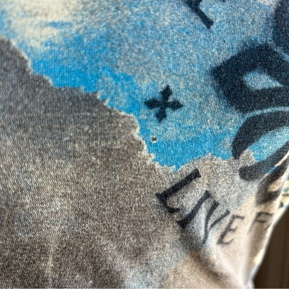 Affliction live fast watercolor series wing back short sleeve shirt top XL - Picture 6 of 6